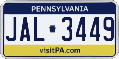 PA license plate JAL3449