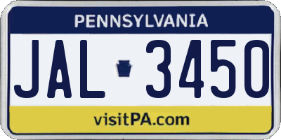 PA license plate JAL3450