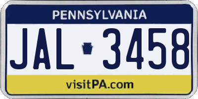 PA license plate JAL3458