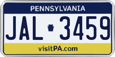 PA license plate JAL3459