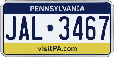 PA license plate JAL3467