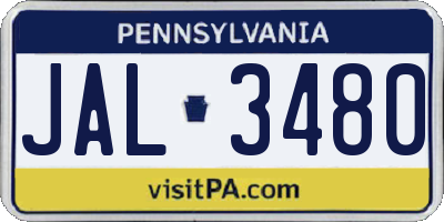 PA license plate JAL3480