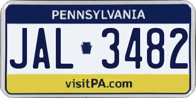PA license plate JAL3482