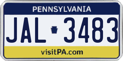 PA license plate JAL3483