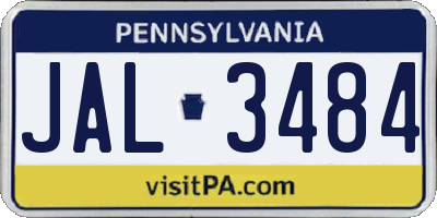PA license plate JAL3484