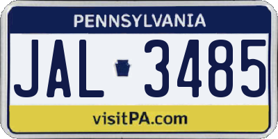 PA license plate JAL3485