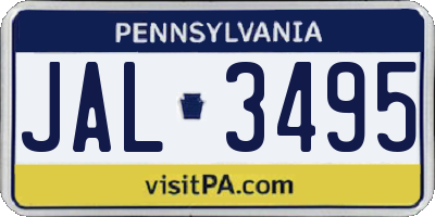 PA license plate JAL3495