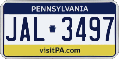 PA license plate JAL3497