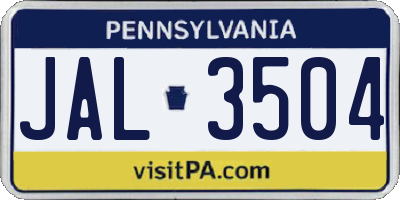 PA license plate JAL3504