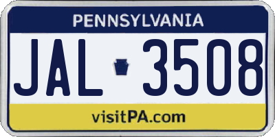 PA license plate JAL3508