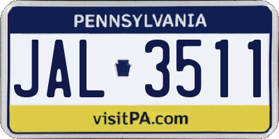 PA license plate JAL3511