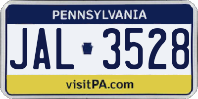 PA license plate JAL3528