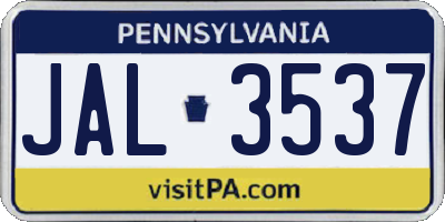 PA license plate JAL3537