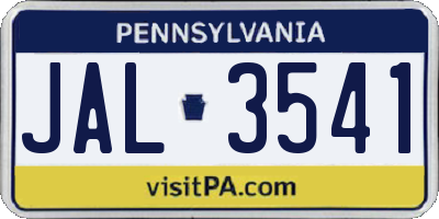 PA license plate JAL3541