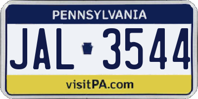 PA license plate JAL3544