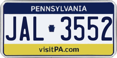 PA license plate JAL3552