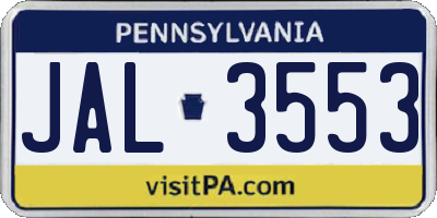 PA license plate JAL3553