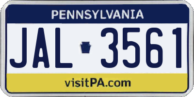 PA license plate JAL3561