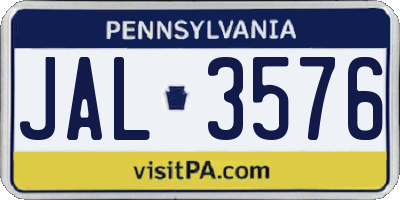 PA license plate JAL3576