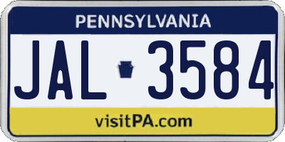 PA license plate JAL3584