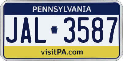 PA license plate JAL3587