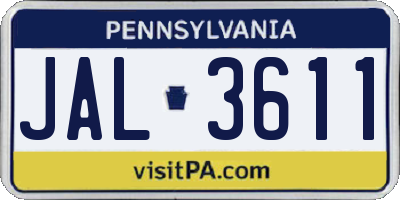 PA license plate JAL3611