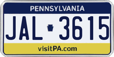 PA license plate JAL3615