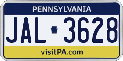 PA license plate JAL3628