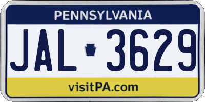 PA license plate JAL3629