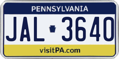 PA license plate JAL3640