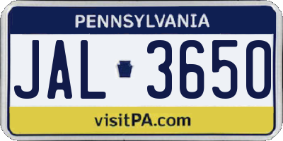 PA license plate JAL3650