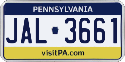 PA license plate JAL3661