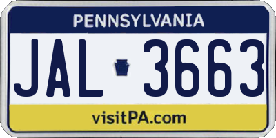 PA license plate JAL3663