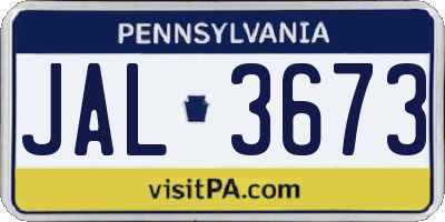 PA license plate JAL3673