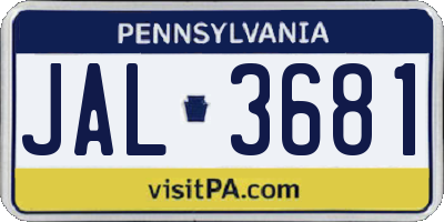 PA license plate JAL3681
