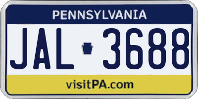 PA license plate JAL3688