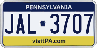 PA license plate JAL3707