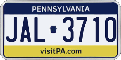 PA license plate JAL3710