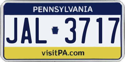 PA license plate JAL3717