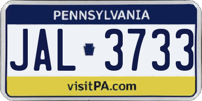 PA license plate JAL3733