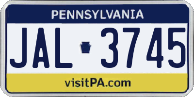PA license plate JAL3745