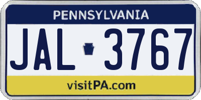 PA license plate JAL3767