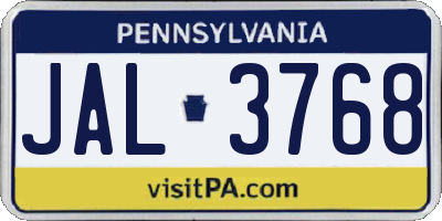 PA license plate JAL3768