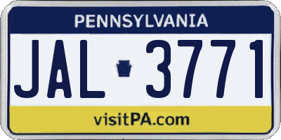 PA license plate JAL3771
