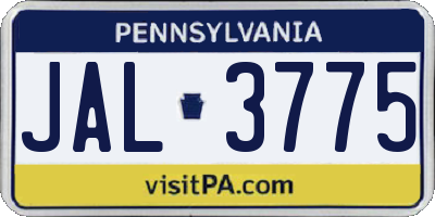PA license plate JAL3775