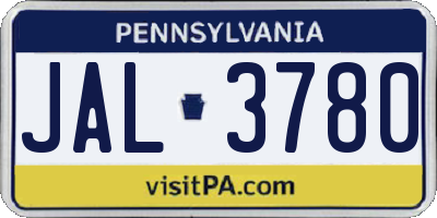 PA license plate JAL3780