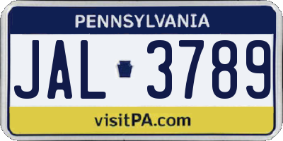 PA license plate JAL3789