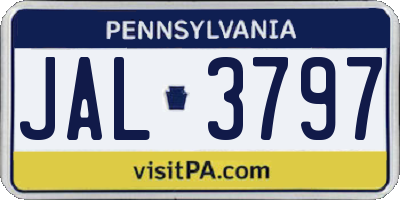 PA license plate JAL3797