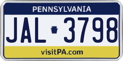 PA license plate JAL3798