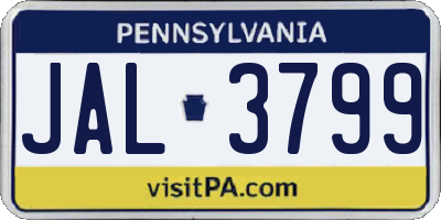 PA license plate JAL3799
